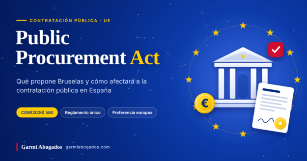 imagen-destacada-public-procurement-act-ue Public Procurement Act: edificio institucional y contrato firmado rodeados de las estrellas de la Unión Europea